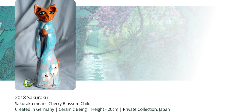 2018 Sakuraku Sakuraku means Cherry Blossom Child Created in Germany | Ceramic Being | Height - 20cm | Private Collection, Japan