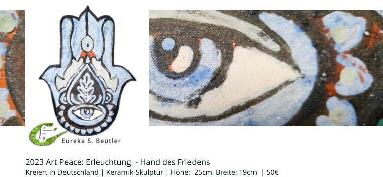 2023 Art Peace: Erleuchtung  - Hand des Friedens   Kreiert in Deutschland | Keramik-Skulptur | Höhe:  25cm  Breite: 19cm  | 50€
