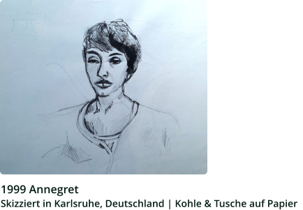 1999 Annegret Skizziert in Karlsruhe, Deutschland | Kohle & Tusche auf Papier